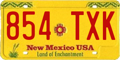 NM license plate 854TXK