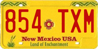 NM license plate 854TXM