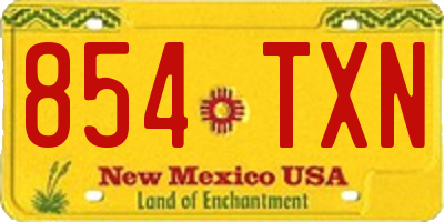 NM license plate 854TXN