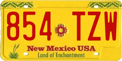 NM license plate 854TZW