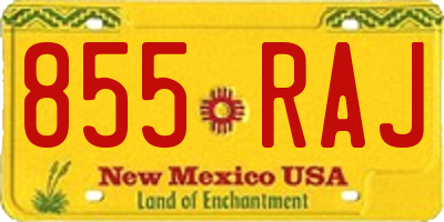 NM license plate 855RAJ