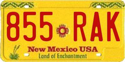 NM license plate 855RAK