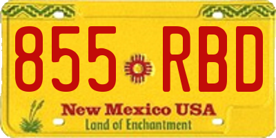 NM license plate 855RBD