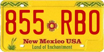 NM license plate 855RBO