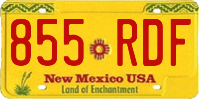 NM license plate 855RDF