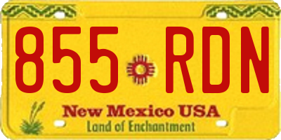 NM license plate 855RDN