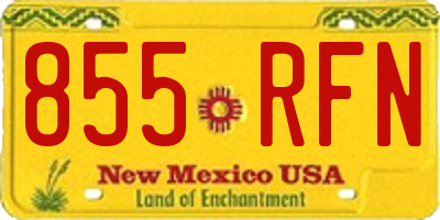 NM license plate 855RFN