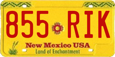 NM license plate 855RIK