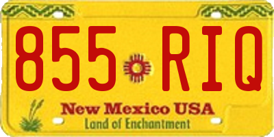 NM license plate 855RIQ