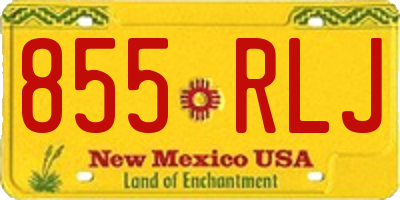 NM license plate 855RLJ