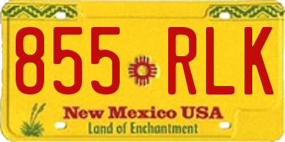 NM license plate 855RLK