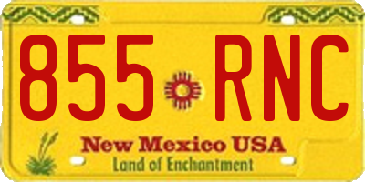 NM license plate 855RNC