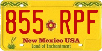 NM license plate 855RPF