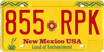 NM license plate 855RPK