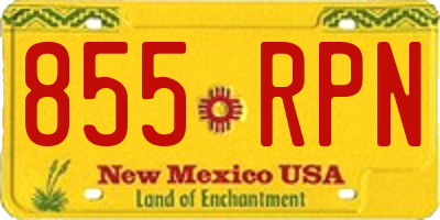 NM license plate 855RPN