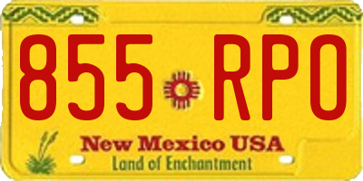 NM license plate 855RPO