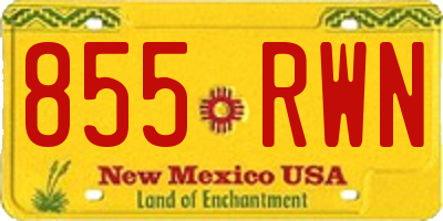 NM license plate 855RWN