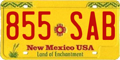 NM license plate 855SAB