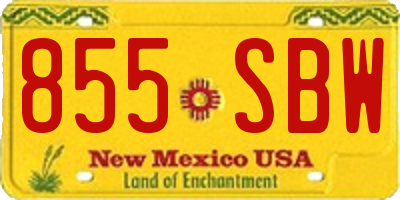 NM license plate 855SBW