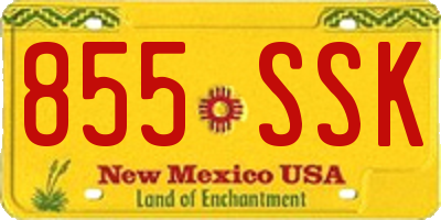NM license plate 855SSK