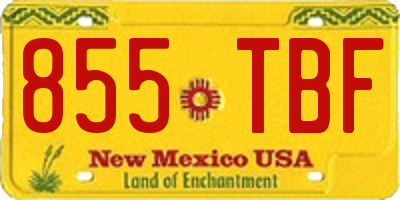 NM license plate 855TBF