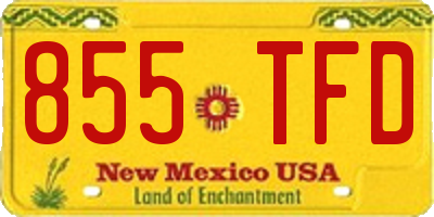 NM license plate 855TFD