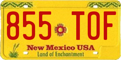 NM license plate 855TOF