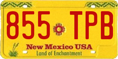 NM license plate 855TPB