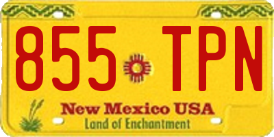 NM license plate 855TPN