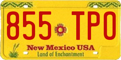 NM license plate 855TPO