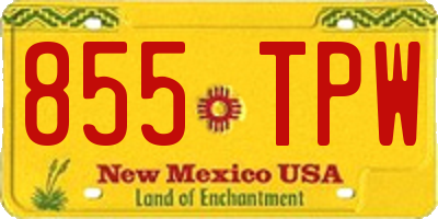 NM license plate 855TPW