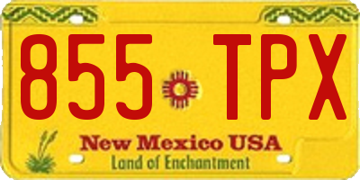 NM license plate 855TPX