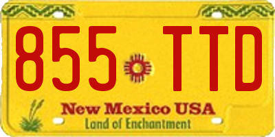 NM license plate 855TTD