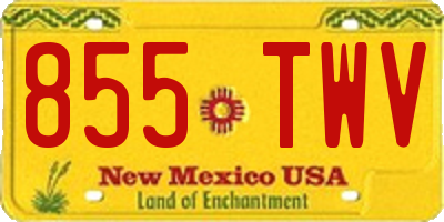NM license plate 855TWV