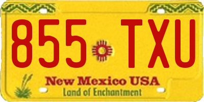NM license plate 855TXU