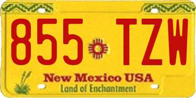 NM license plate 855TZW