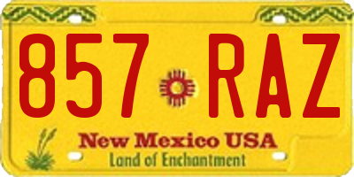 NM license plate 857RAZ