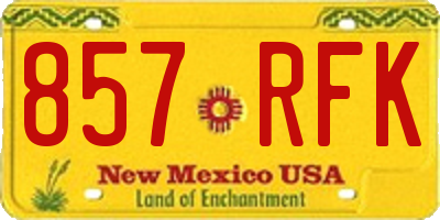 NM license plate 857RFK