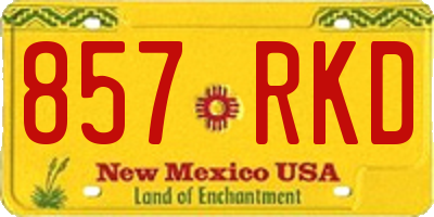 NM license plate 857RKD