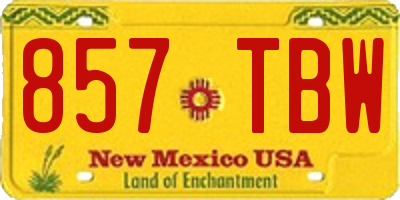 NM license plate 857TBW