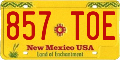 NM license plate 857TOE