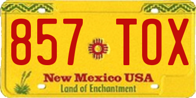 NM license plate 857TOX