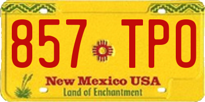 NM license plate 857TPO