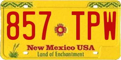 NM license plate 857TPW