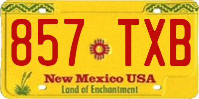 NM license plate 857TXB