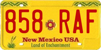 NM license plate 858RAF