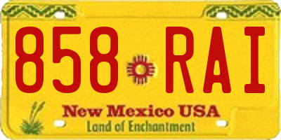 NM license plate 858RAI