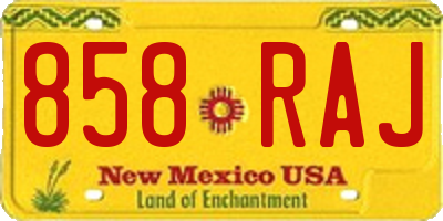 NM license plate 858RAJ