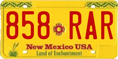 NM license plate 858RAR