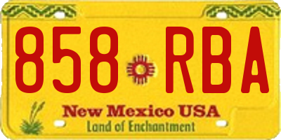 NM license plate 858RBA